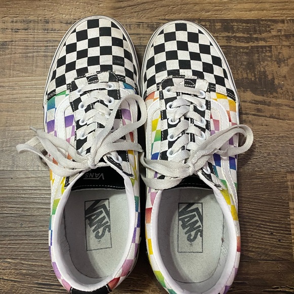 Vans ward rainbow checkerboard canvas skate shoes - Picture 3 of 8
